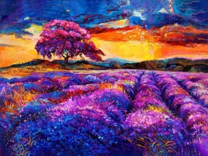 Sunset |  Lavender Sunset – Paint by Numbers Kit 60x75cm(24×29.5in) Landscape & Nature Sunset