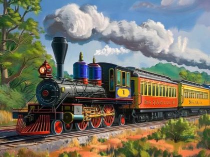 Train |  Steam Train – Paint by Numbers 60x75cm(24×29.5in) Train Train