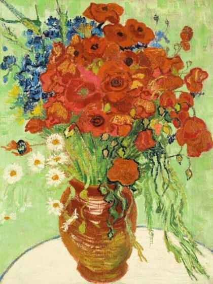 Vincent van Gogh |  Van Gogh – Vase with Cornflowers and Poppies 1890 60x75cm(24×29.5in) Famous Vincent van Gogh