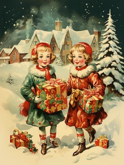 Vintage |  Vintage Holiday Twins 60x75cm(24×29.5in) Style Vintage