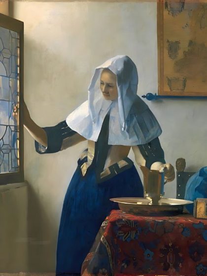 Woman |  Vermeer – Woman with a Water Jug 60x75cm(24×29.5in) People Woman