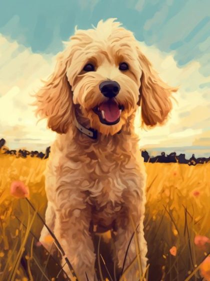 Animal Kits |  Cockapoo on the Field 60x75cm(24×29.5in) Animal Animal Kits