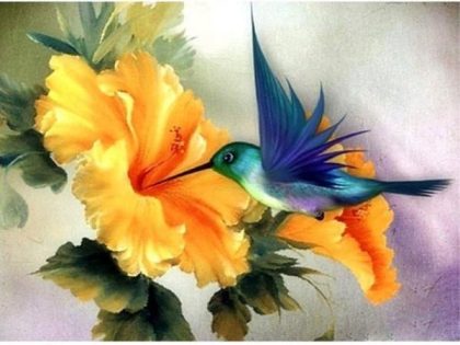 Bird |  Hummingbird on Flower 60x75cm(24×29.5in) Animal Bird