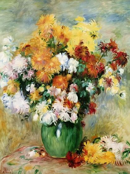 Famous Kits |  Renoir – Bouquet of Chrysanthemums 60x75cm(24×29.5in) Famous Famous Kits