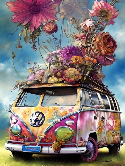 Floral Kits |  Blossoming Bus 60x75cm(24×29.5in) Floral Kits Floral Kits