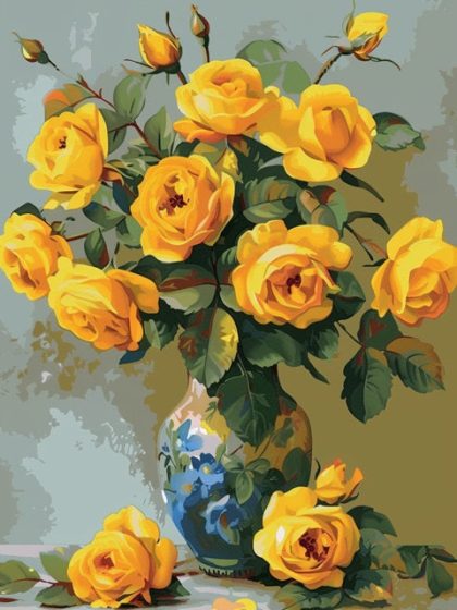 Floral Kits |  Bunch of Yellow Flowers 60x75cm(24×29.5in) Floral Kits Floral Kits