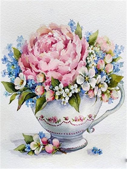 Floral Kits |  Peony in Vintage Vase 60x75cm(24×29.5in) Floral Kits Floral Kits