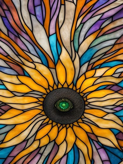 Floral Kits |  Sunflower Stained Glass – Paint by Numbers Kit 60x75cm(24×29.5in) Floral Kits Floral Kits