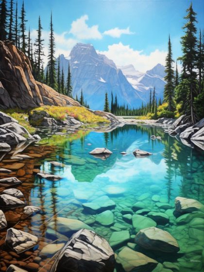 Landscape |  Rocky Mountains Lake Reflection – Paint by Numbers Kit 60x75cm(24×29.5in) Landscape Landscape