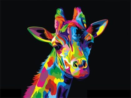 Colorful |  Neon Giraffe 60x75cm(24×29.5in) Colorful Colorful