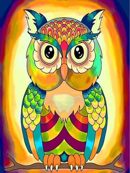 Colorful |  Rainbow Owl 60x75cm(24×29.5in) Colorful Colorful