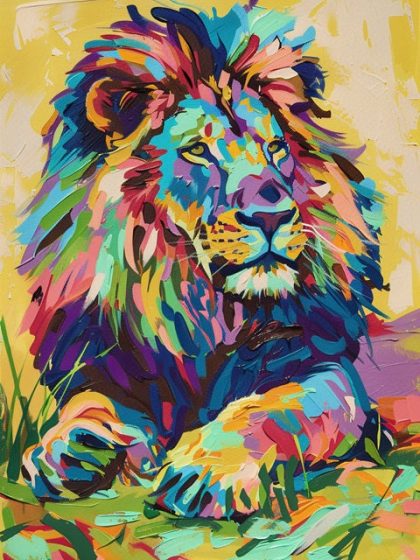 Colorful |  Vibrant Color Lion 60x75cm(24×29.5in) Colorful Colorful